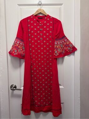 Red Embroidered Women’s Dress